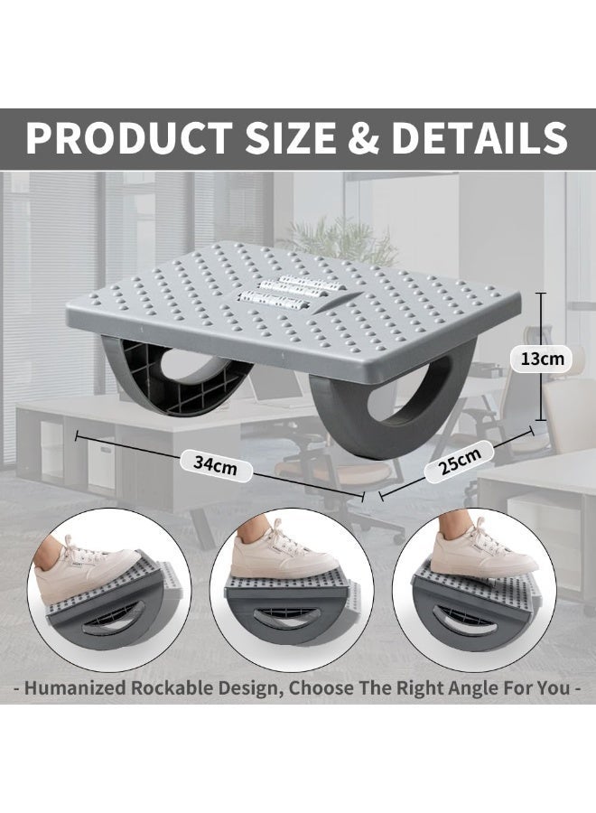 Foot Rest for Under Desk at Work - Ergonomic Foot Stools for Under Office Desk - Rocking Footrest with Roller Massager - Leg Rest for Chair, Computer Gaming - Promote Leg Circulation(Gray) - Image 2